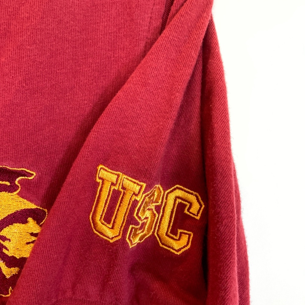 USC Trojans Henley Cardinal Embroidered Youth XL Short Sleeve Shirt - Picture 5 of 15